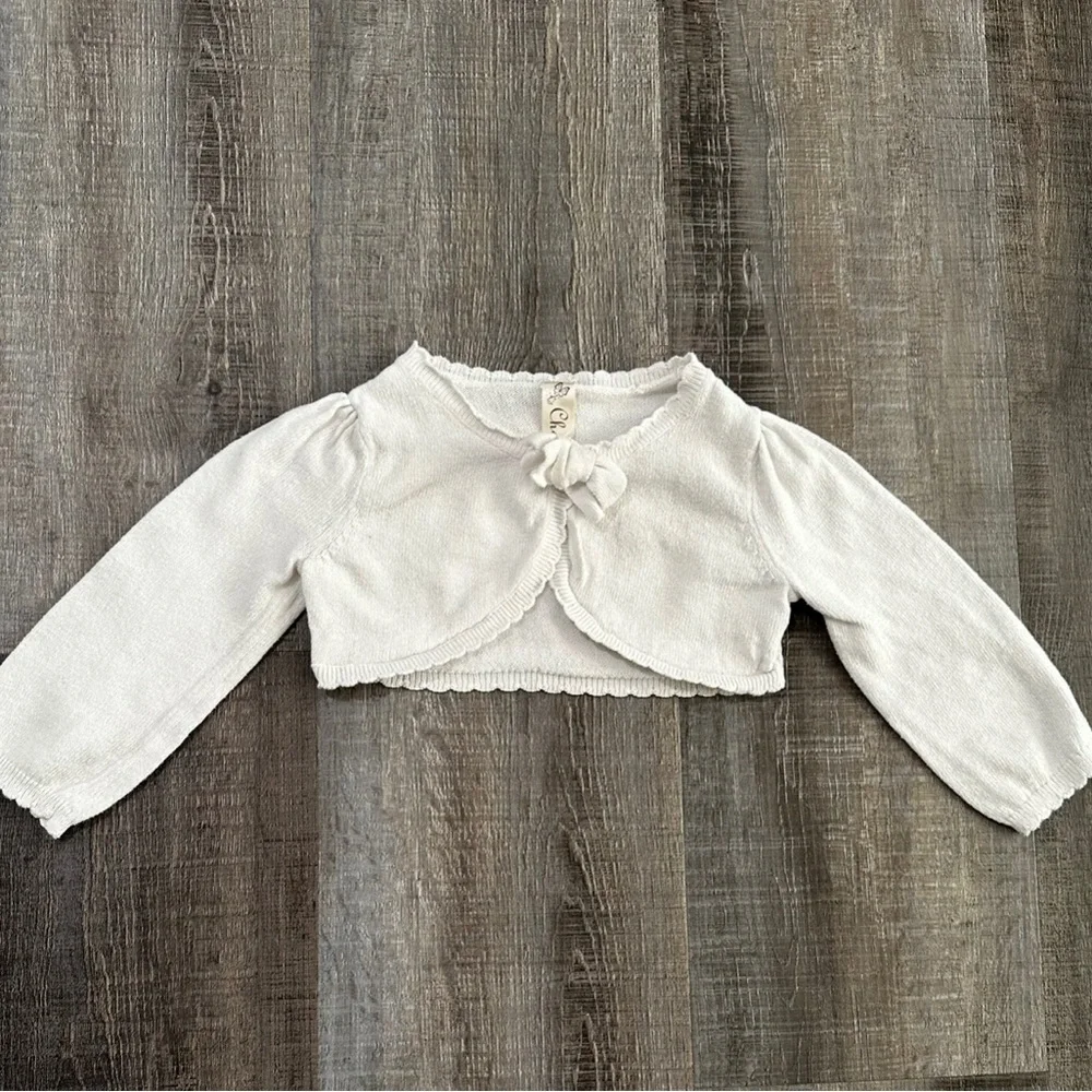 💞 Baby Girls 12 Month White Cropped Knit Cardigan